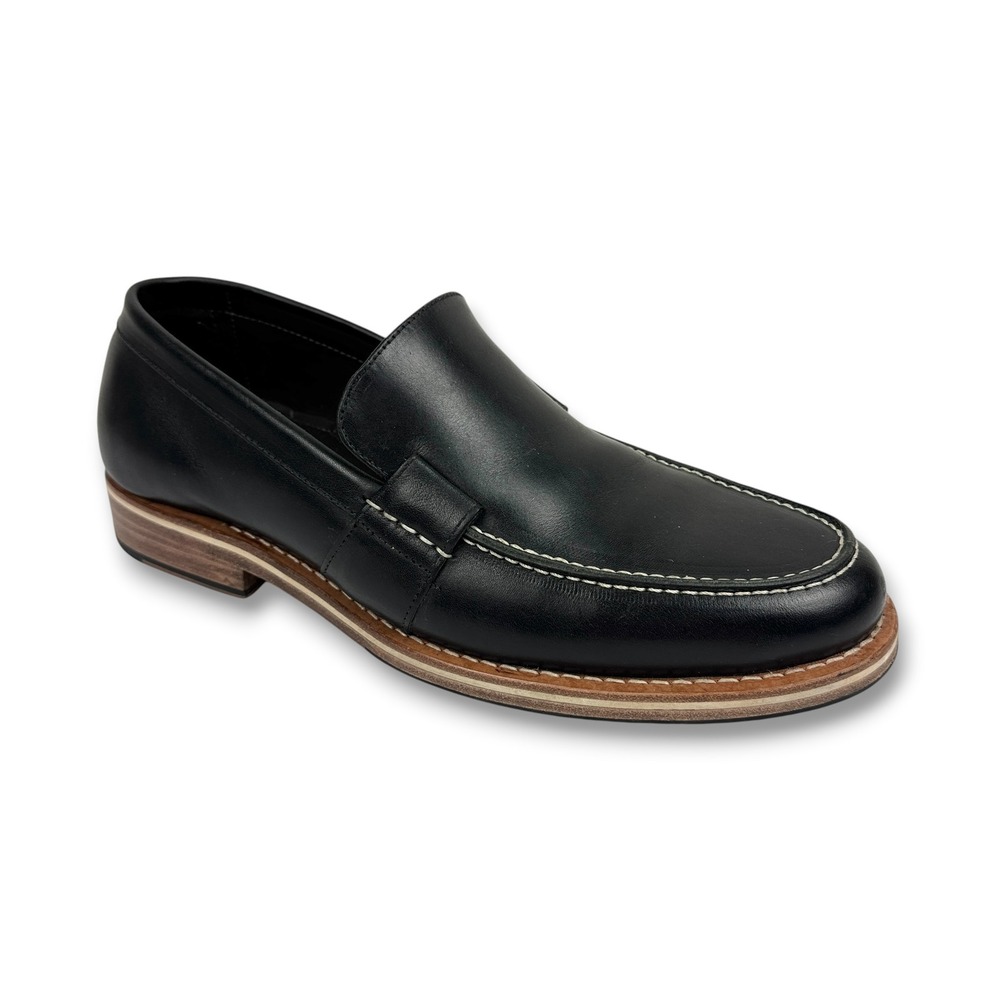 Helm "The Wilson" Black Leather Loafers Slip-On Mens 11 Shoes Rubber Sole